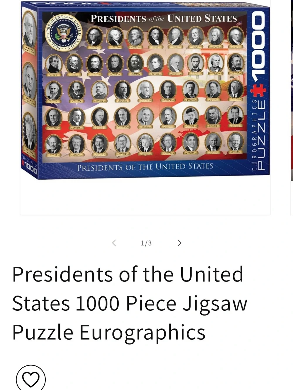 Presidents of the United States Art Puzzle - - Red, Navy 1000 Pieces